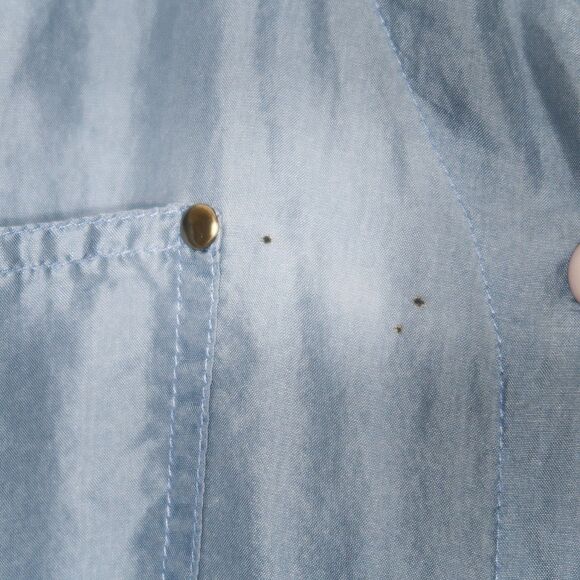 Silk Exchange Womens Button Up Blouse Size Large Blue 100% Silk Vintage - Picture 5 of 6